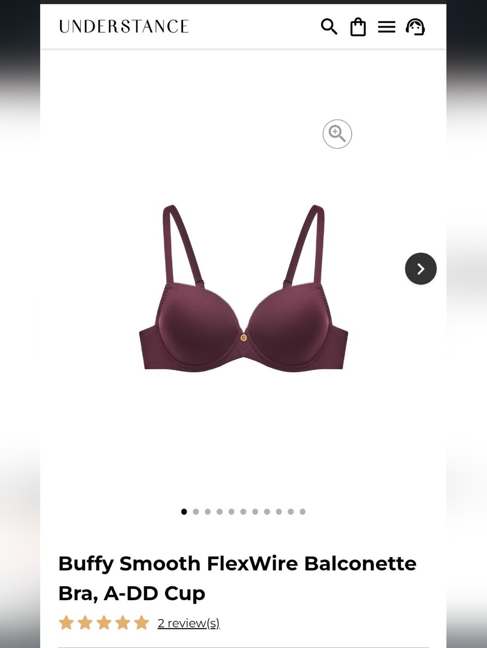 32C NWT Buffy Smooth FlexWire Balconette Bra Burgundy